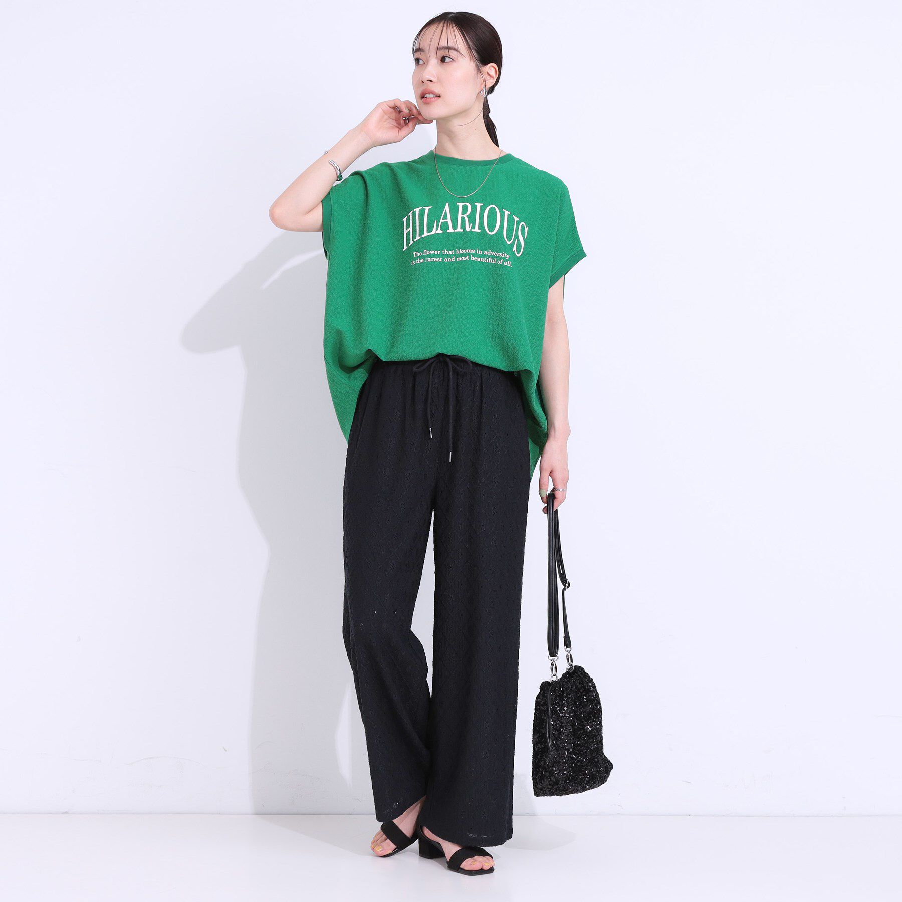 SHOO･LA･RUE「【洗える】ぽこぽこフレンチスリーブTシャツ」|Tシャツ・カットソー|