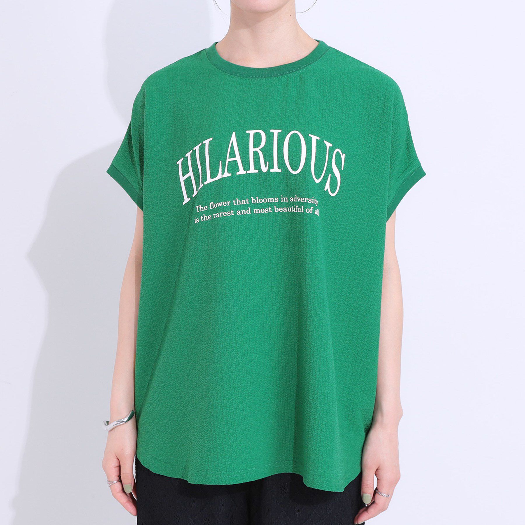 SHOO･LA･RUE「【洗える】ぽこぽこフレンチスリーブTシャツ」|Tシャツ・カットソー|