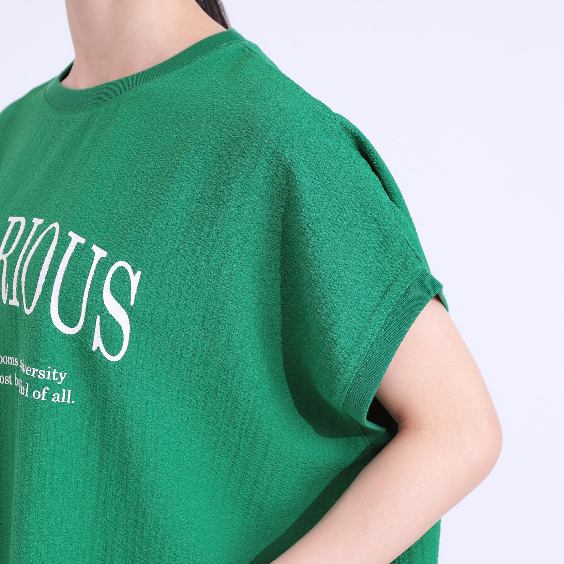 SHOO･LA･RUE「【洗える】ぽこぽこフレンチスリーブTシャツ」|Tシャツ・カットソー|
