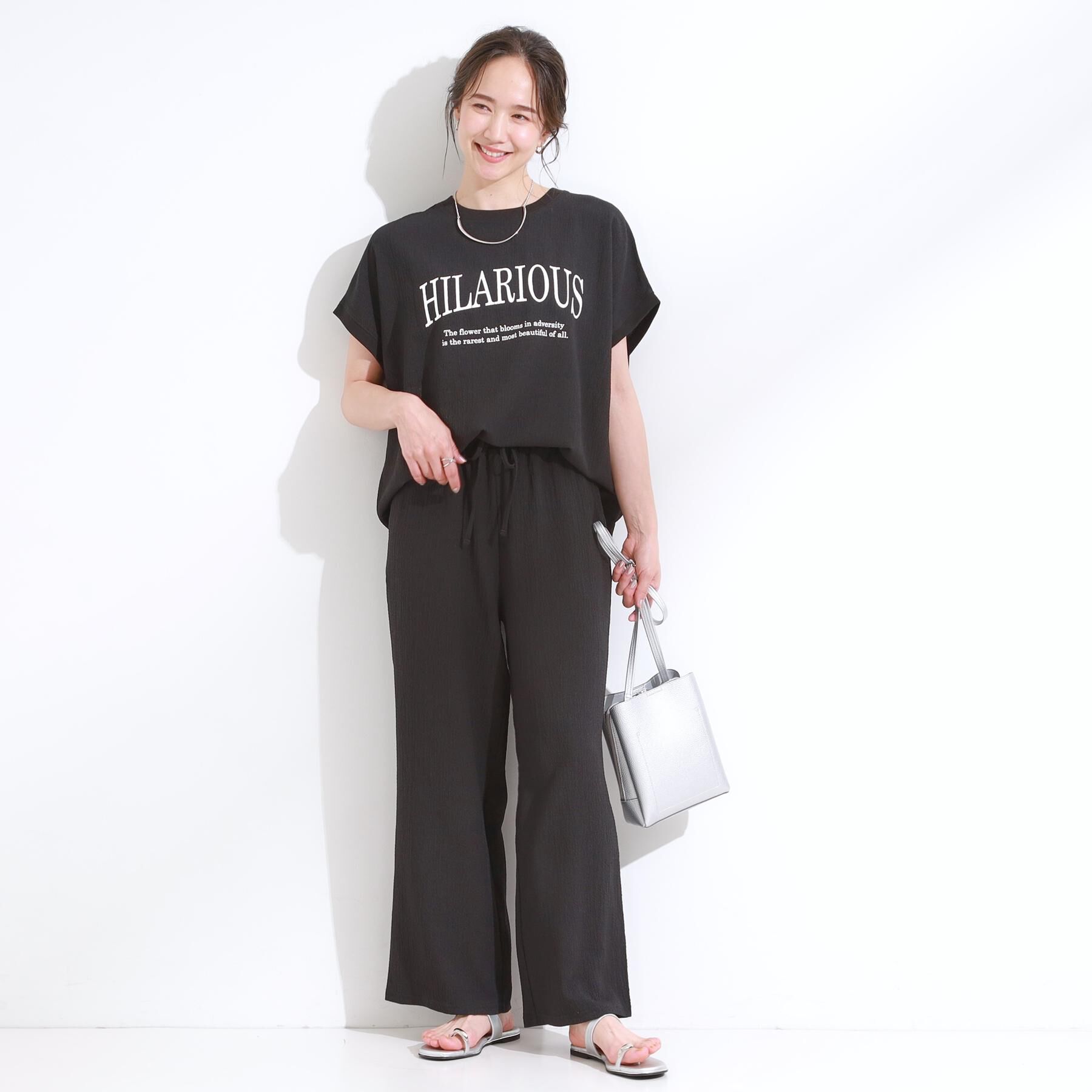 SHOO･LA･RUE「【洗える】ぽこぽこフレンチスリーブTシャツ」|Tシャツ・カットソー|