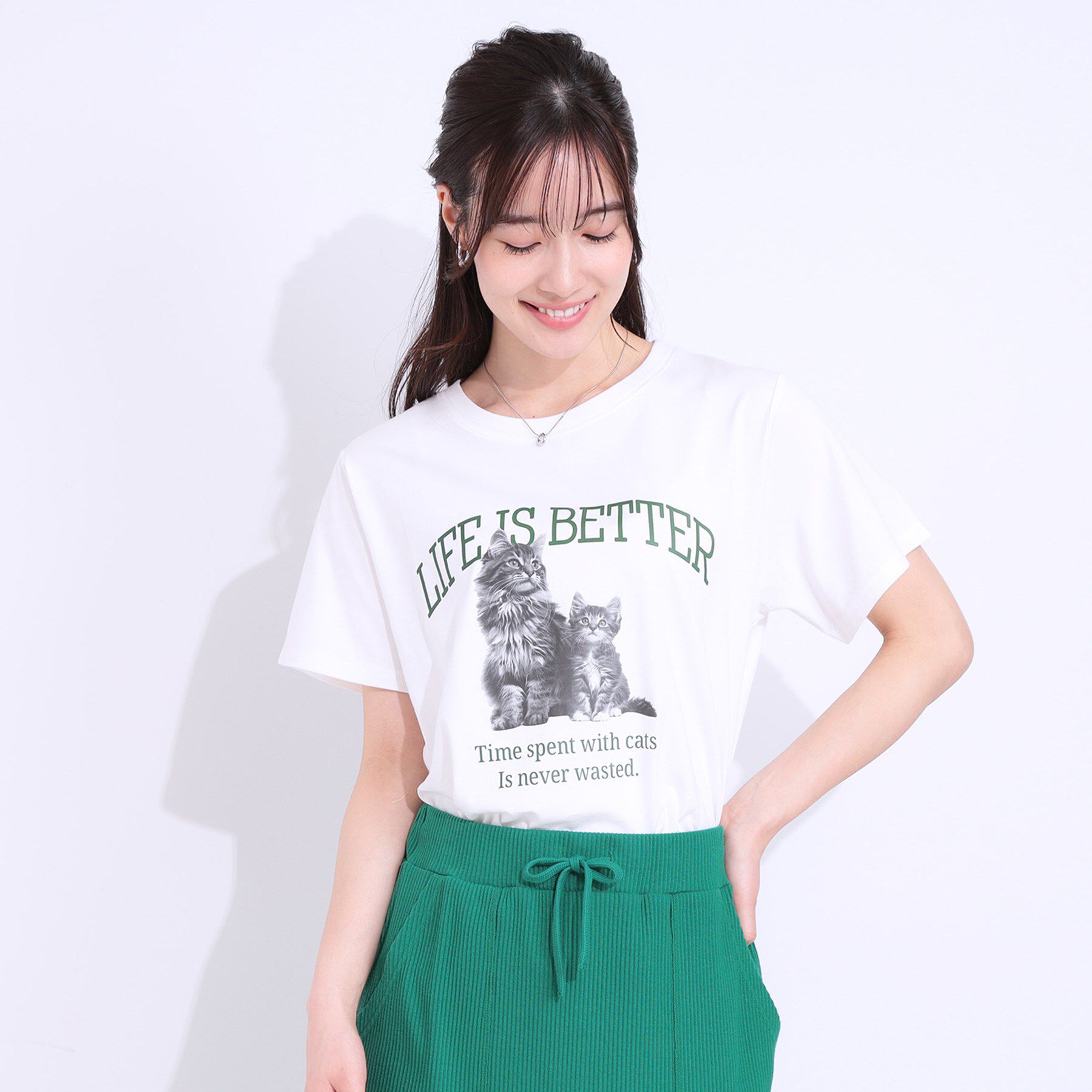 SHOO･LA･RUE「【洗える/S-LL】選べる3柄 ベーシックプリントTシャツ」|Tシャツ・カットソー|