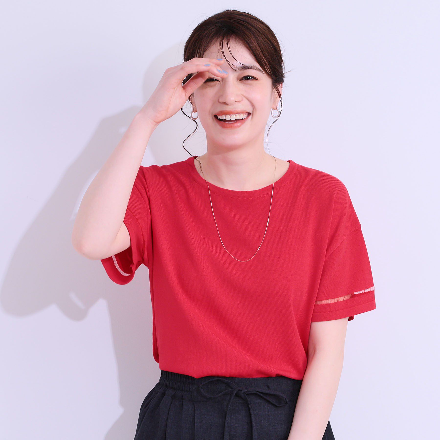 SHOO･LA･RUE「【S-LL/洗える/UV】お袖シアーでヘルシーに フレアスリーブサマーニット」|ニット・セーター|