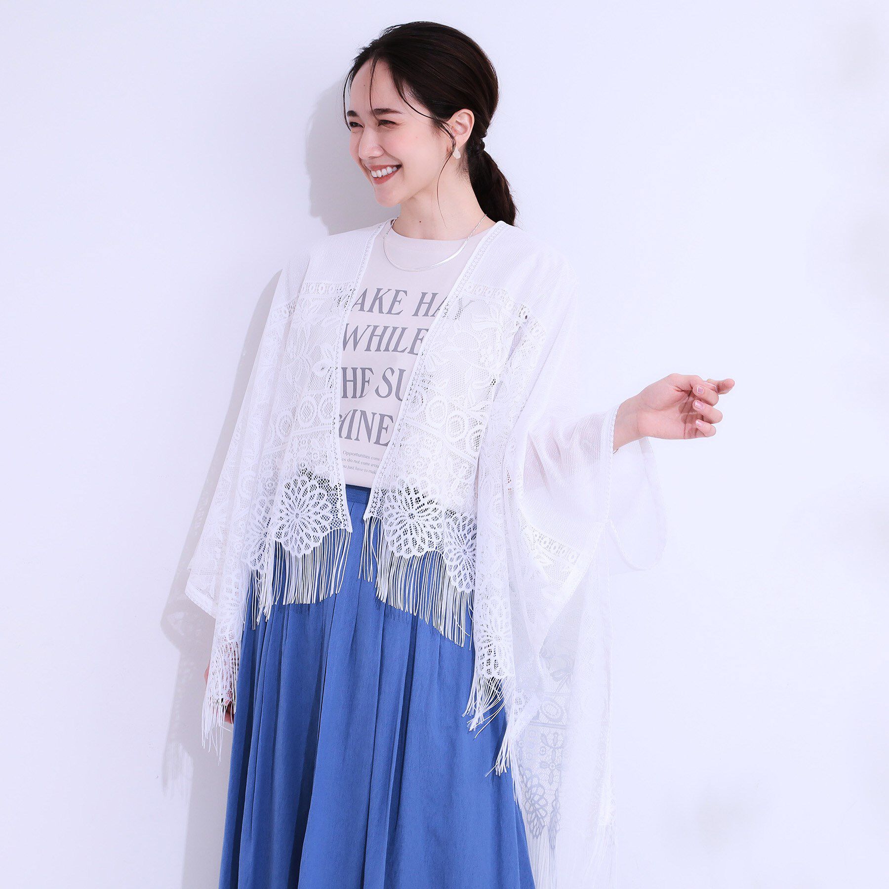 SHOO･LA･RUE「花柄レースポンチョ」|ポンチョ・ケープ|