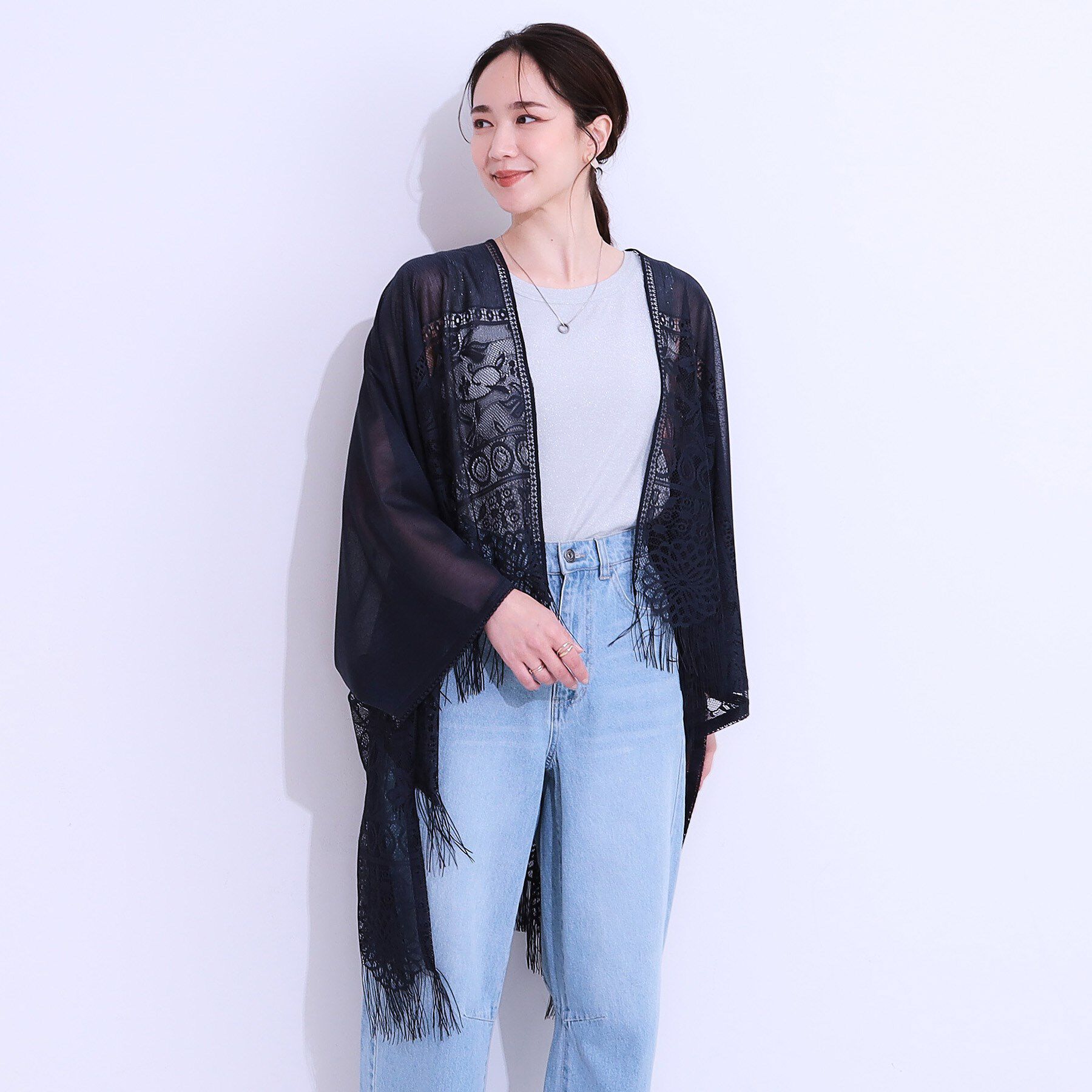 SHOO･LA･RUE「花柄レースポンチョ」|ポンチョ・ケープ|