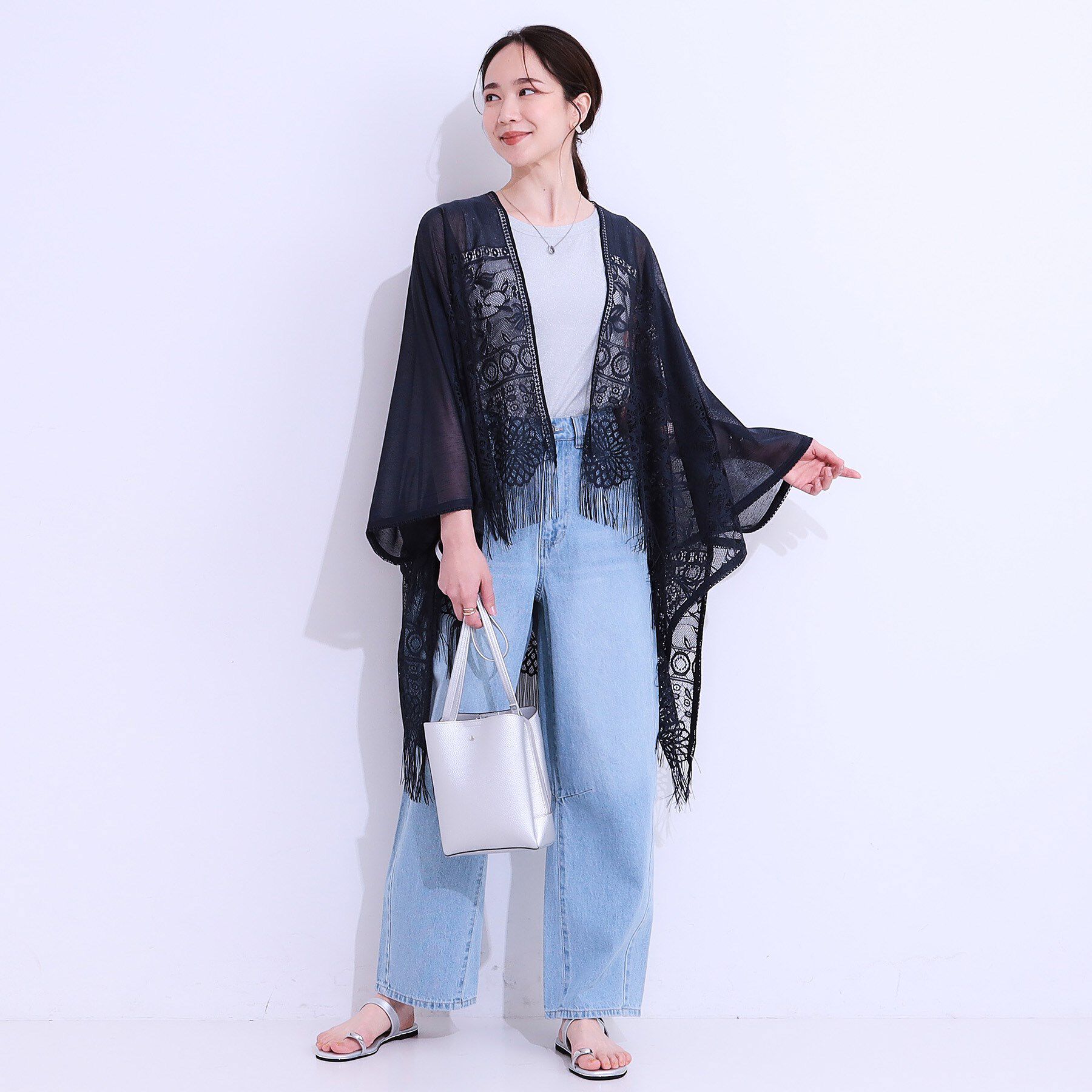 SHOO･LA･RUE「花柄レースポンチョ」|ポンチョ・ケープ|