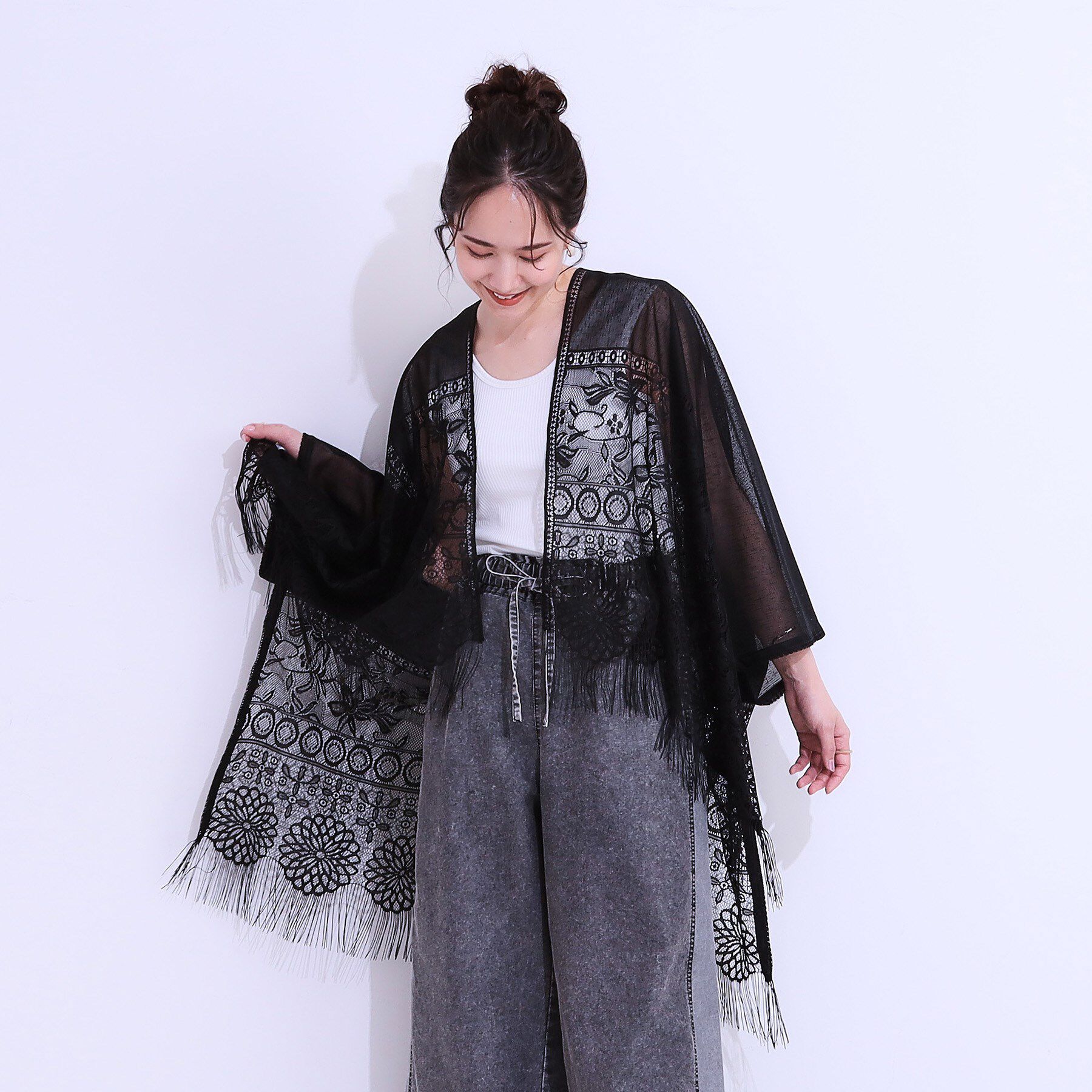 SHOO･LA･RUE「花柄レースポンチョ」|ポンチョ・ケープ|