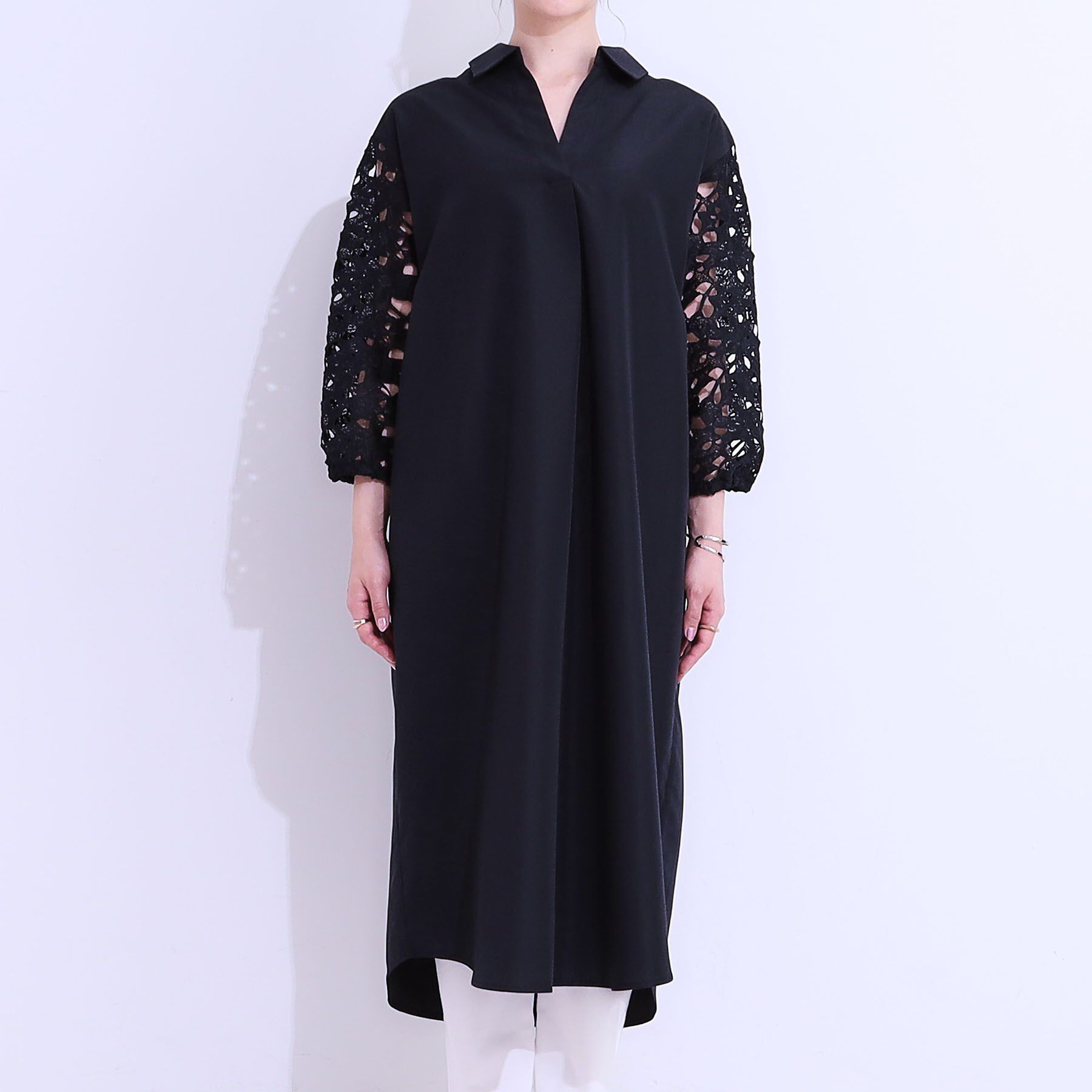SHOO･LA･RUE「お袖レースが上品な シャツワンピース」|ワンピース|