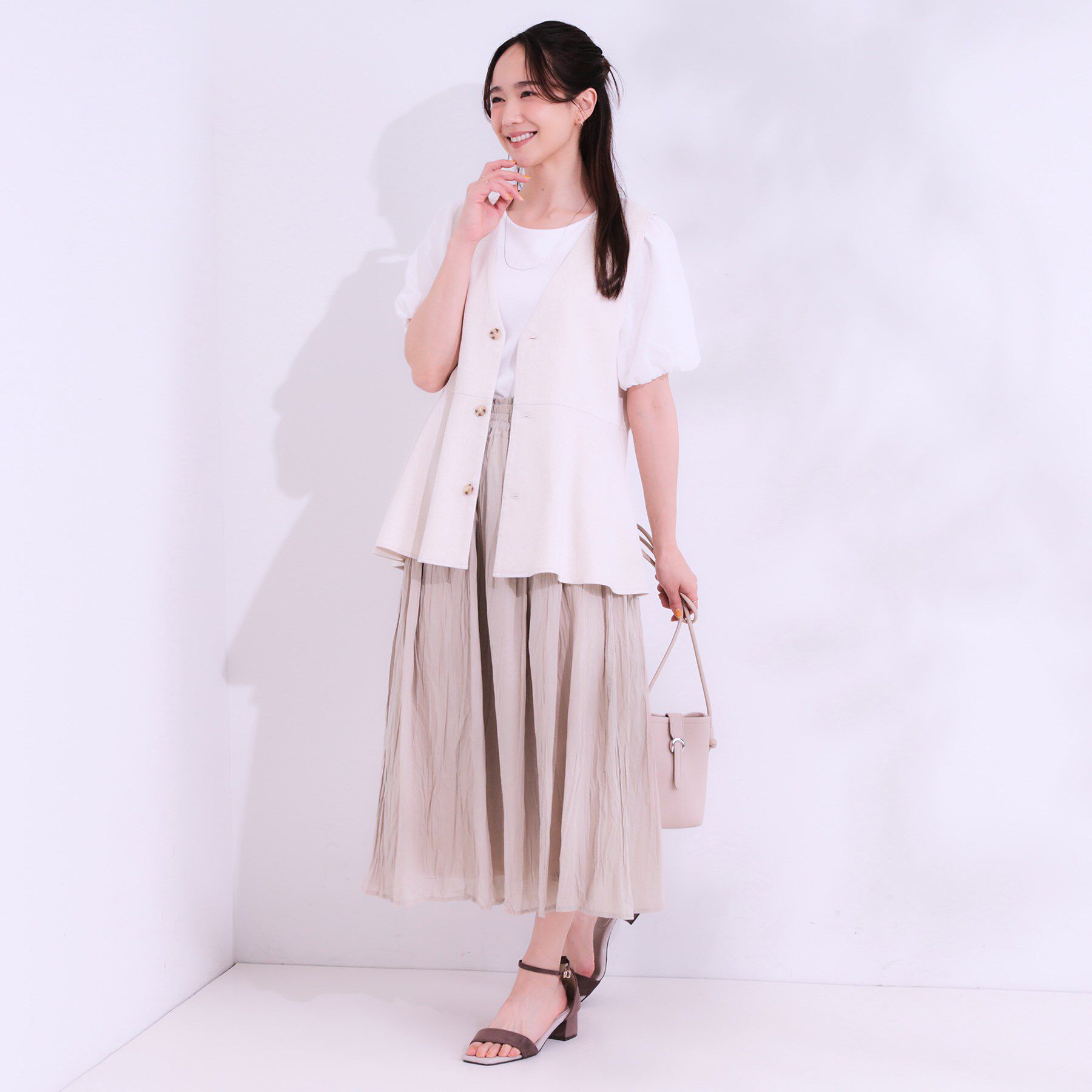 SHOO･LA･RUE「ナチュラルなシワ加工が大人見え エアリーロングスカート」|スカート|