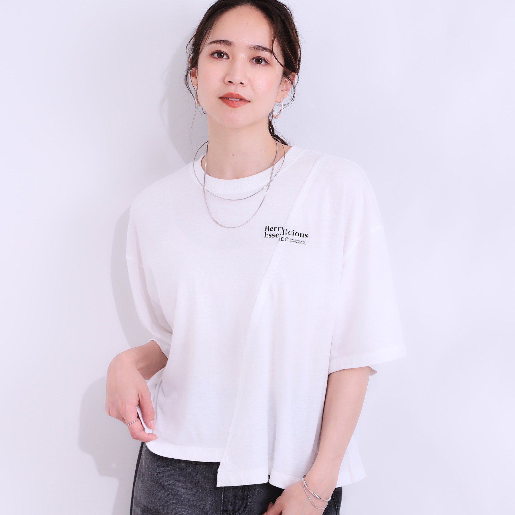 SHOO･LA･RUE「リメイク風Tシャツ」|Tシャツ・カットソー|ホワイト(201)
