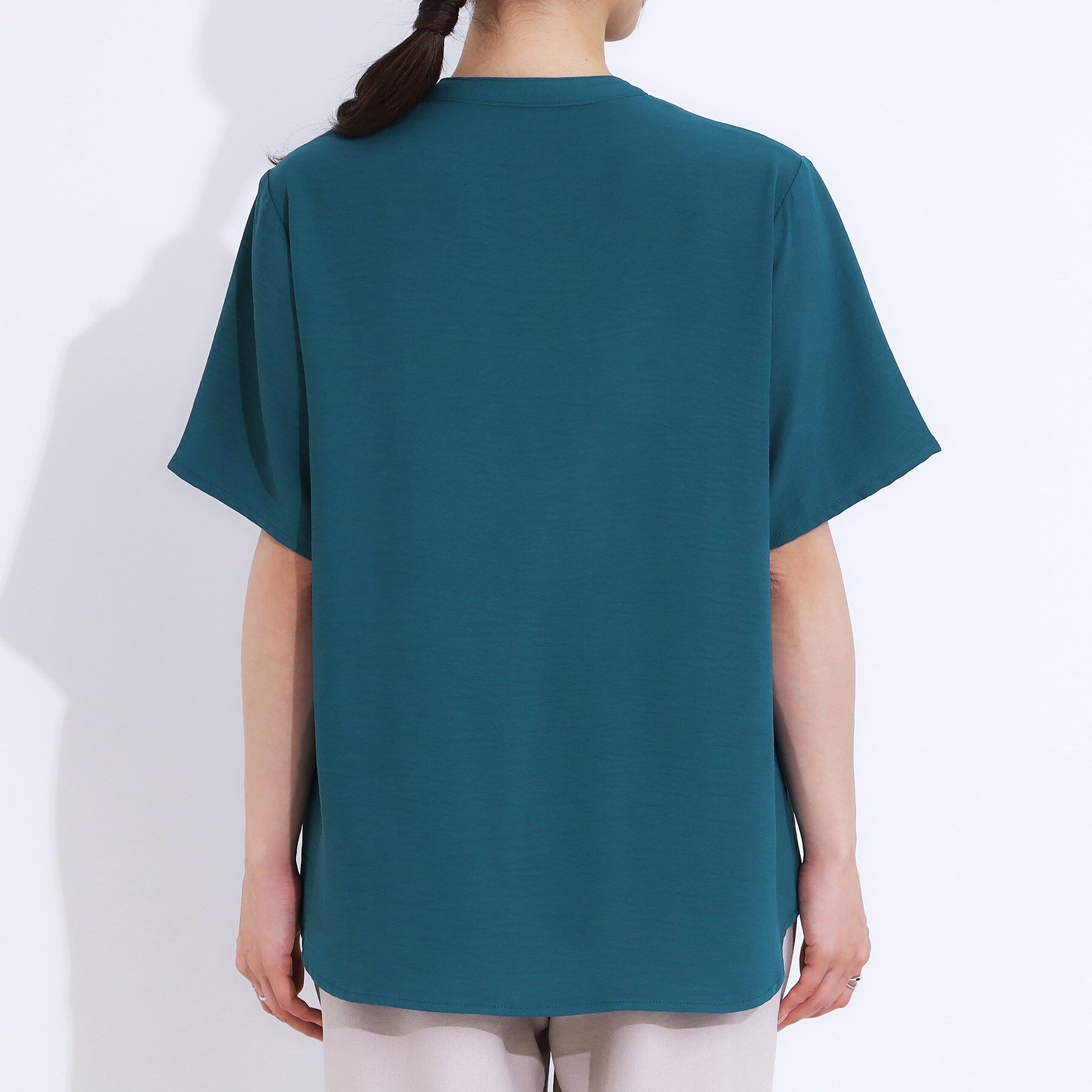 SHOO･LA･RUE「【S-LL】さらりと大人上品 レース切替半袖ブラウス」|シャツ・ブラウス|