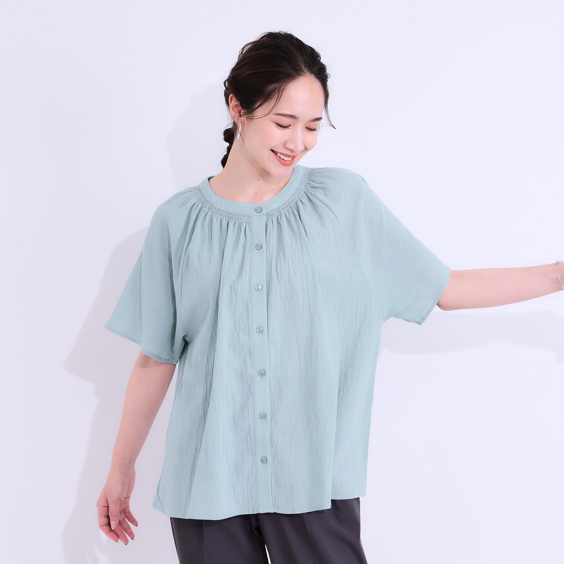 SHOO･LA･RUE「体型カバーも叶う 大人上品なコットンボイルブラウス」|シャツ・ブラウス|