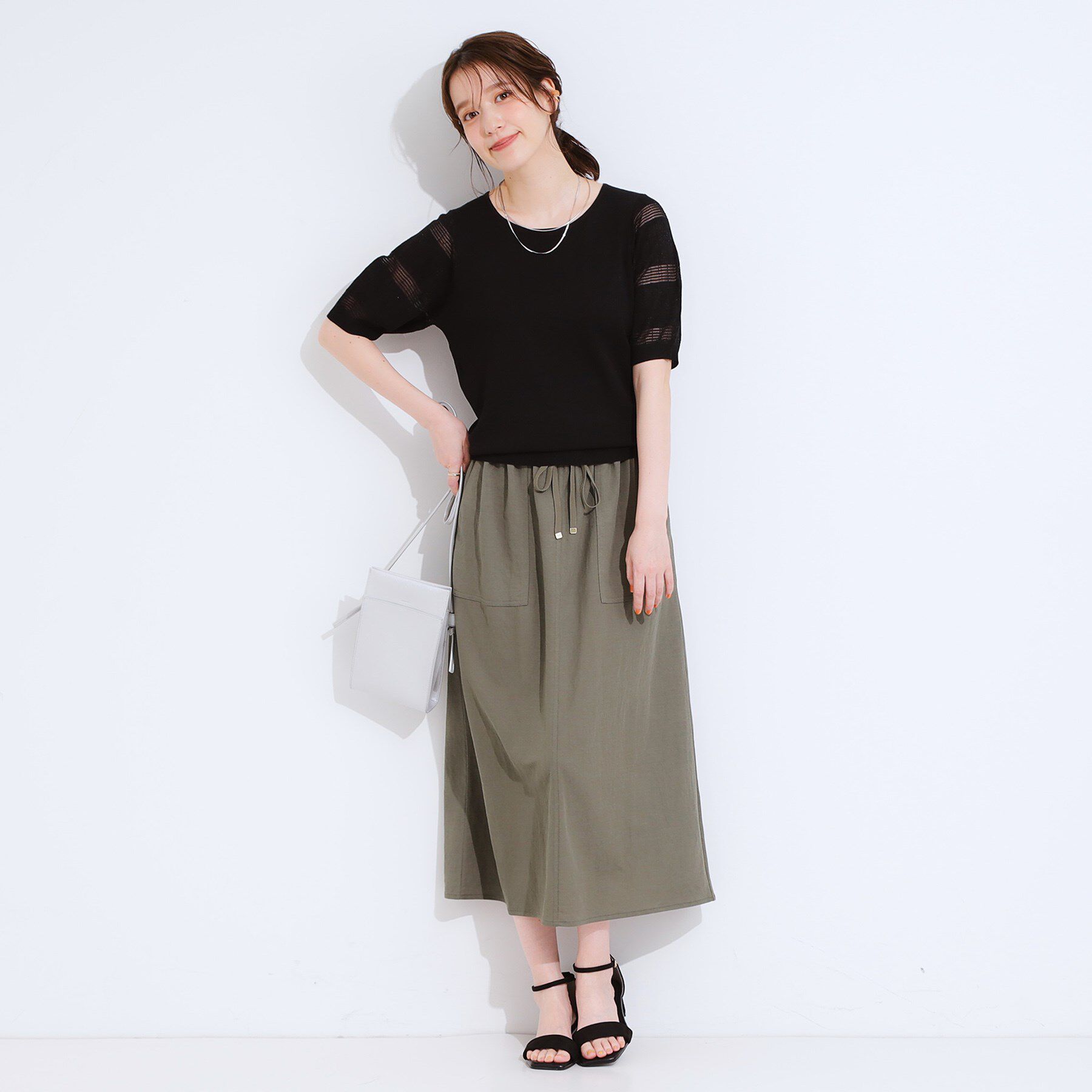 SHOO･LA･RUE「【S-LL】大人上品な お袖シアー切り替えニット」|ニット・セーター|