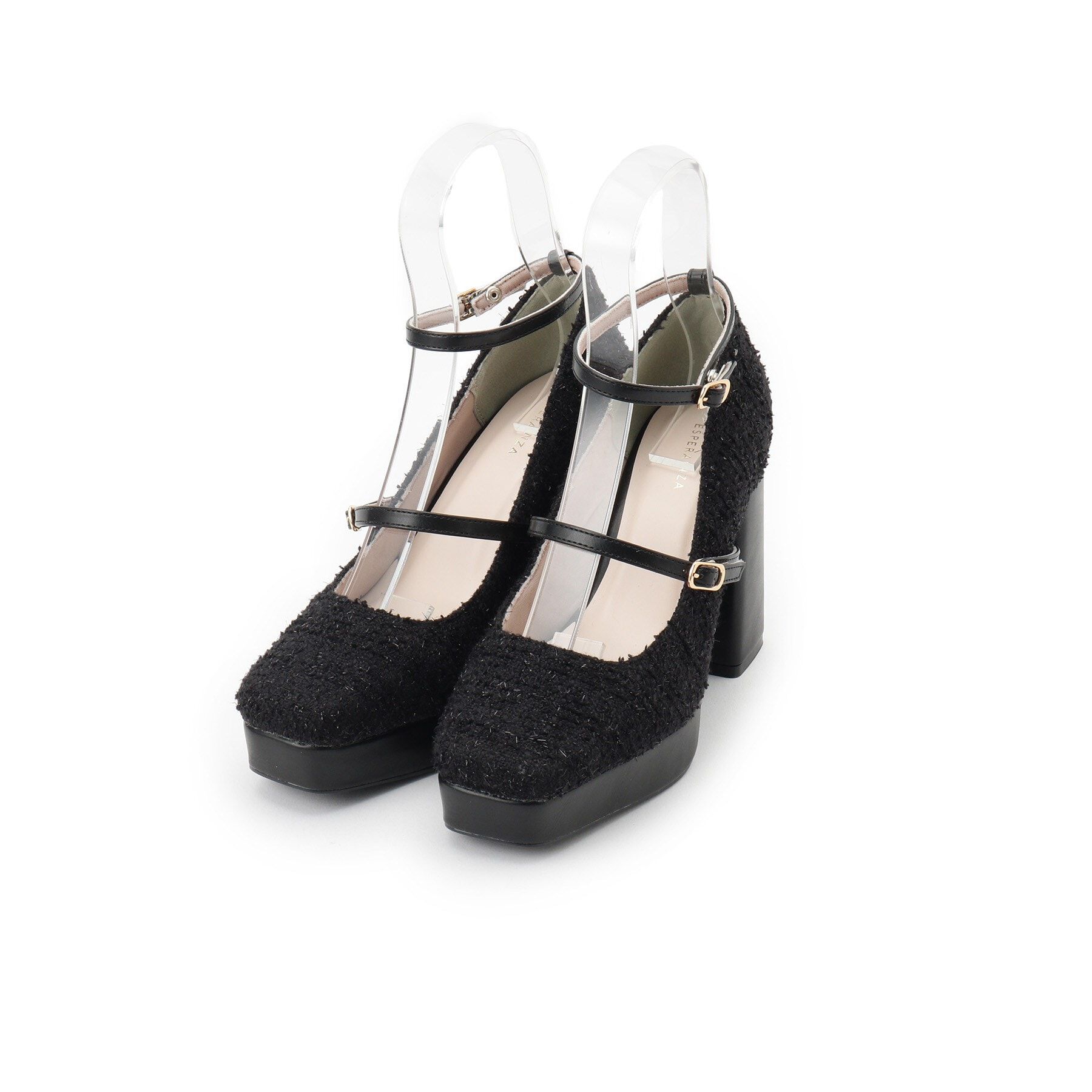 ESPERANZA「スクエアトゥダブルストラップ厚底パンプス 結婚式二次会 パーティー 25SS」|パンプス|
