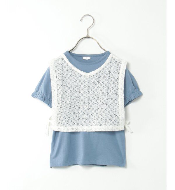 ikka kids「【2点セット】レースベスト／パフスリーブTセット（120~160cm）」|Tシャツ・カットソー|
