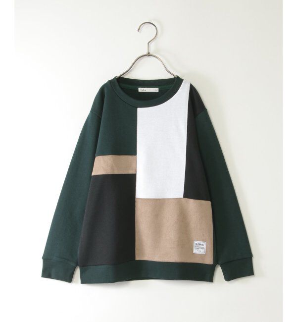 ikka kids「【親子コーデ】フェイクスエードブロックスプルオーバー（120~160cm）」|Tシャツ・カットソー|ダークグリーン