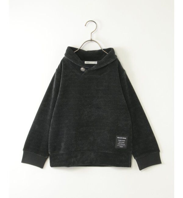 ikka kids「カットモールコンチョショール襟プルオーバー（120~160cm）」|Tシャツ・カットソー|ブラック