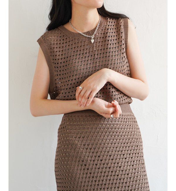 VENCE share style「クロシェニットノースリトップス」|ニット・セーター|