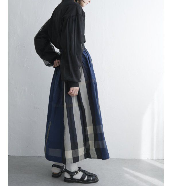 VENCE share style「タフタチェックギャザースカート」|スカート|