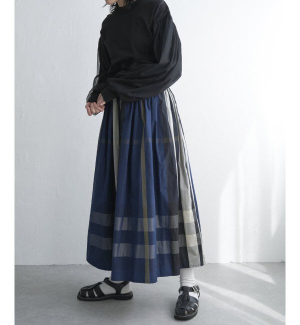 VENCE share style「タフタチェックギャザースカート」|スカート|