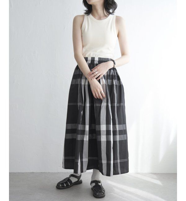 VENCE share style「タフタチェックギャザースカート」|スカート|