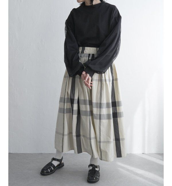 VENCE share style「タフタチェックギャザースカート」|スカート|