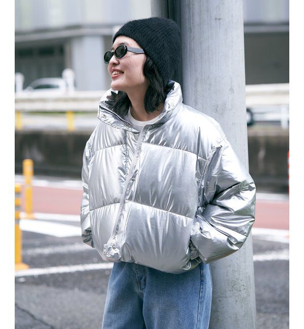 VENCE share style「メタリック中綿ショートジャケット」|ブルゾン・スタジャン|