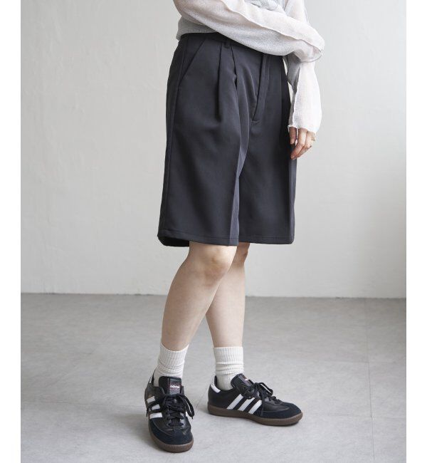 VENCE share style「TRツイルタックハーフパンツ」|その他|ブラック