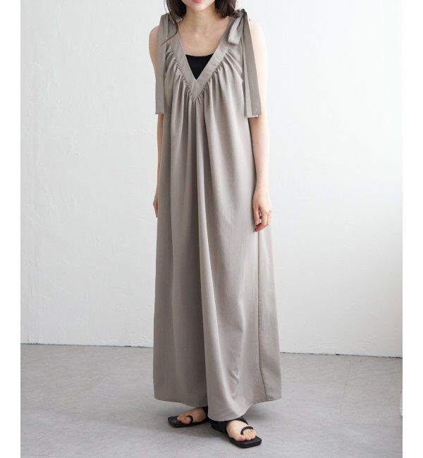 VENCE share style「クレープ肩リボンワンピース」|ワンピース|