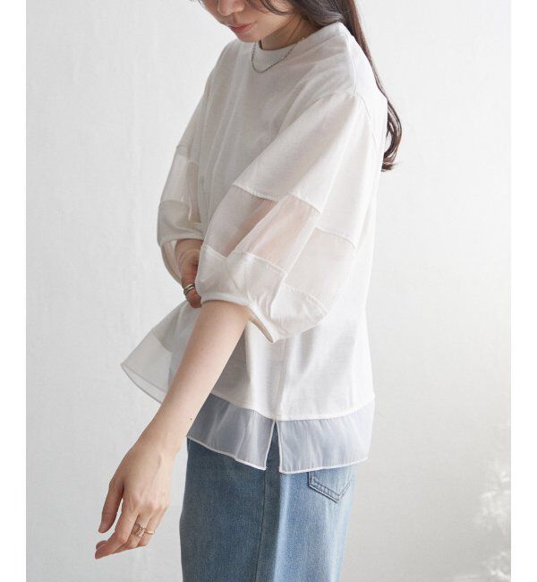 VENCE share style「袖オーガンジー切り替えプルオーバー」|その他|