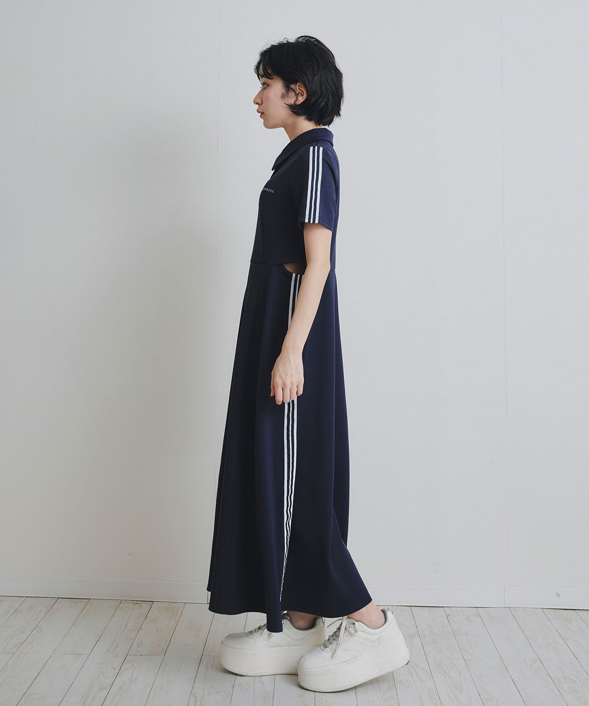 REDYAZEL「ライン2WAYサイドカットロングフレアワンピース」|ワンピース|