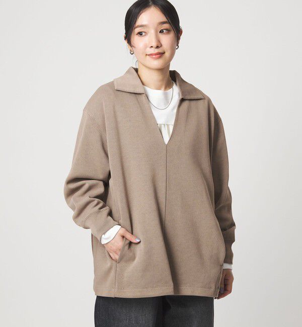 UNITED ARROWS green label relaxing「【WEB限定】＜at ease＞ダブルフェイス エリツキ プルオーバー カットソー」|Tシャツ・カットソー|
