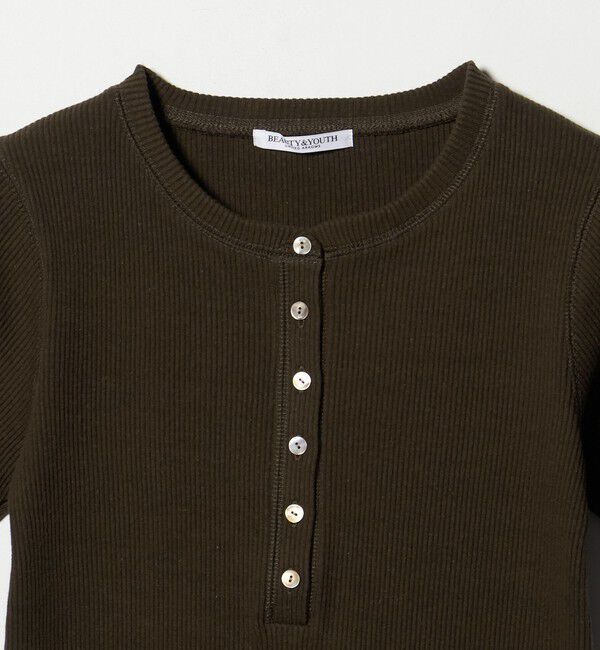 BEAUTY&YOUTH UNITED ARROWS「コットン リブ ヘンリーネック ショートスリーブ カットソー」|Tシャツ・カットソー|