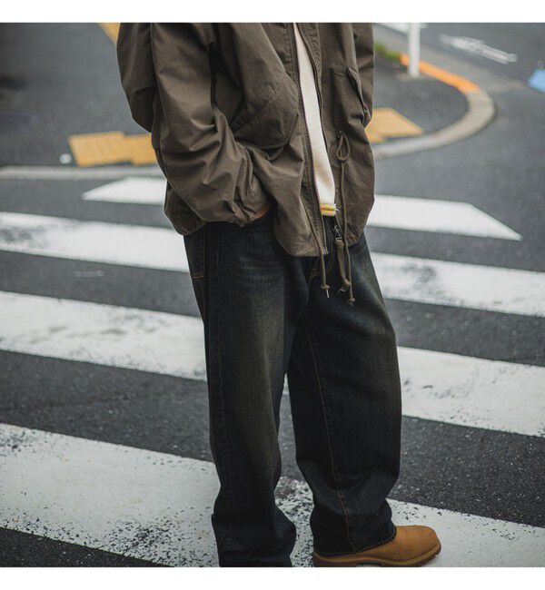 BEAMS「BEAMS｜Wide Denim Pants｜5ポケット ヴィンテージディテール｜スピンドル仕様 ベルトレス」|デニム|