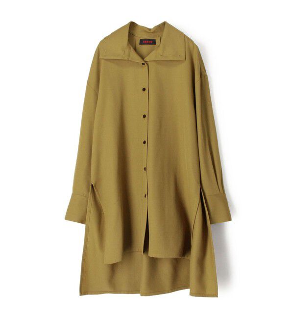 CABaN「 ウールツイル ハイネックロングシャツ」|シャツ・ブラウス|53 カーキブラウン