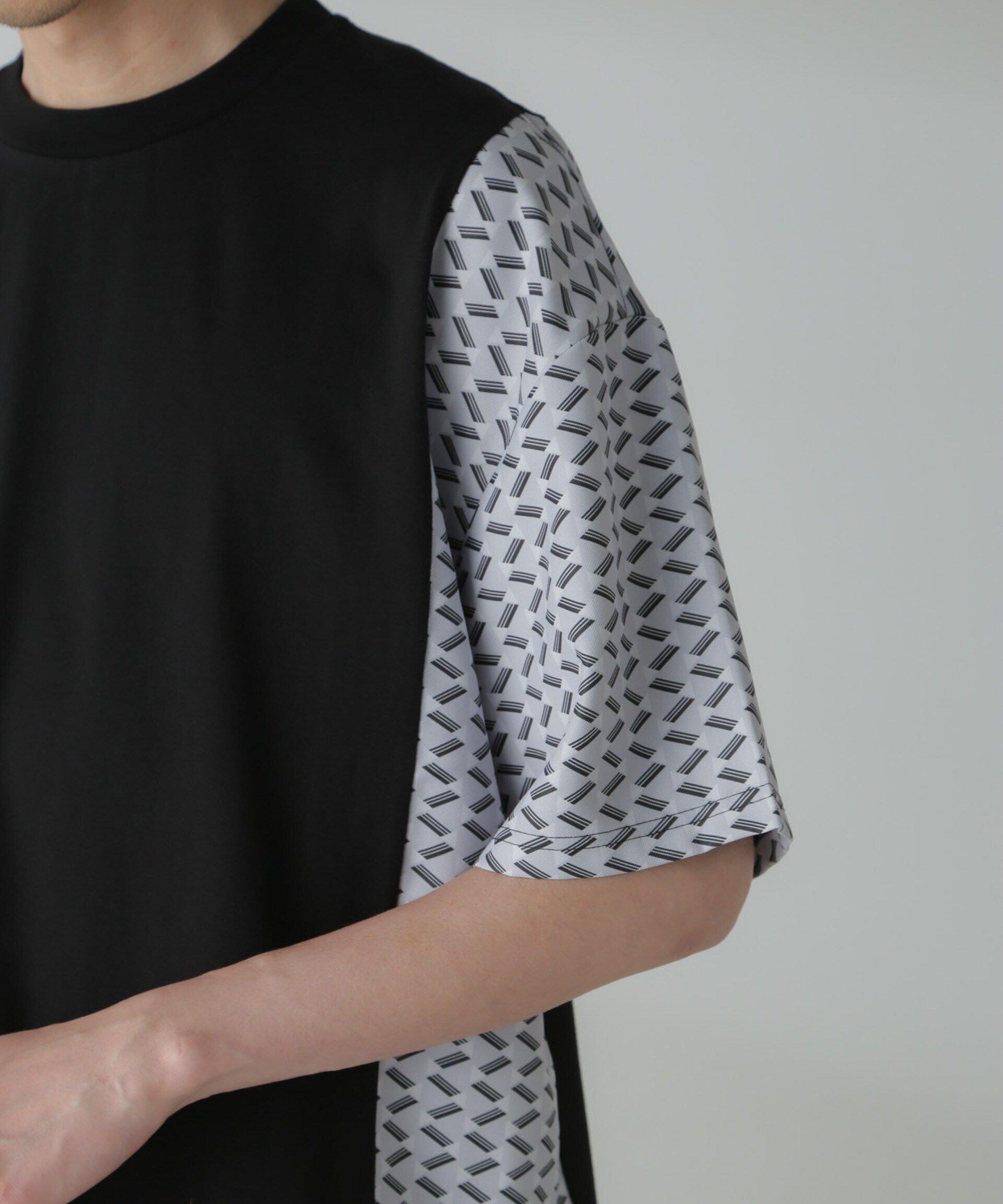 nano･universe「切り替えパターンTシャツ 半袖(セットアップ可）」|Tシャツ・カットソー|