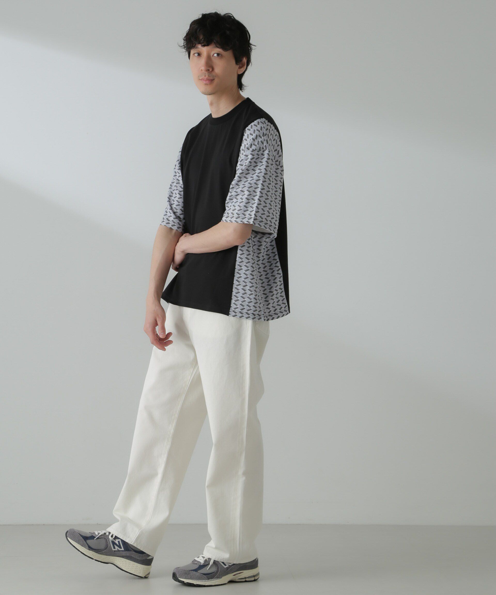 nano･universe「切り替えパターンTシャツ 半袖(セットアップ可）」|Tシャツ・カットソー|