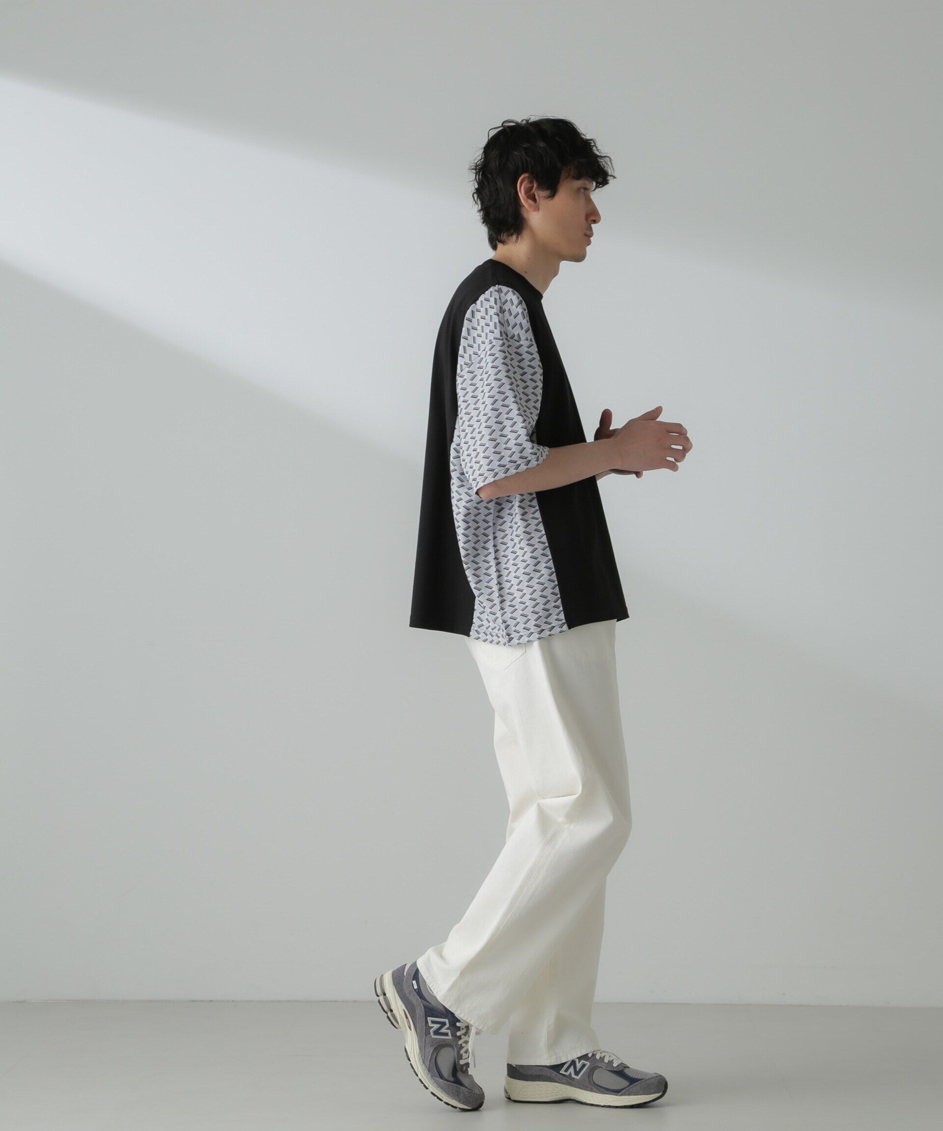 nano･universe「切り替えパターンTシャツ 半袖(セットアップ可）」|Tシャツ・カットソー|