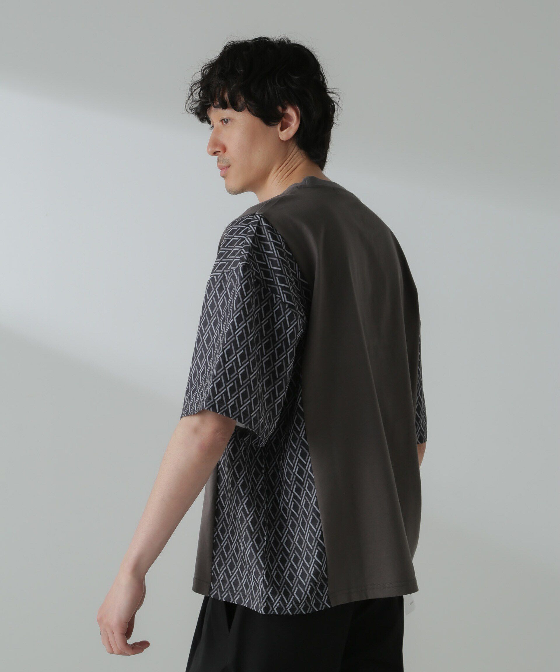 nano･universe「切り替えパターンTシャツ 半袖(セットアップ可）」|Tシャツ・カットソー|