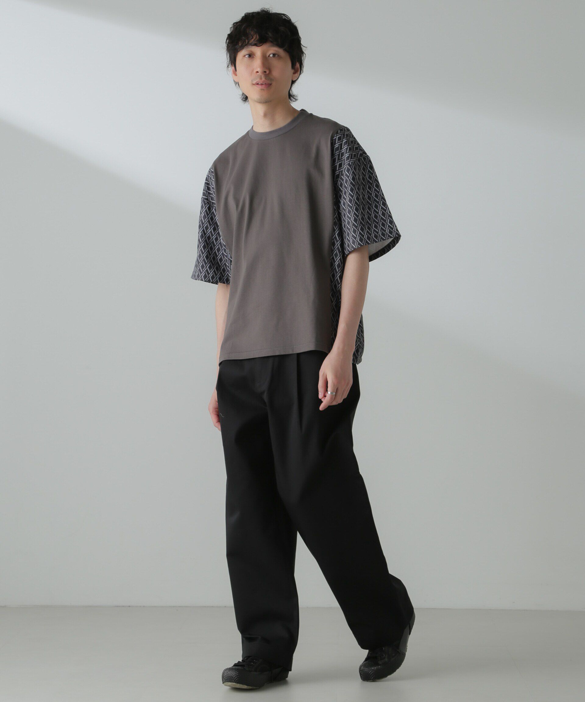 nano･universe「切り替えパターンTシャツ 半袖(セットアップ可）」|Tシャツ・カットソー|