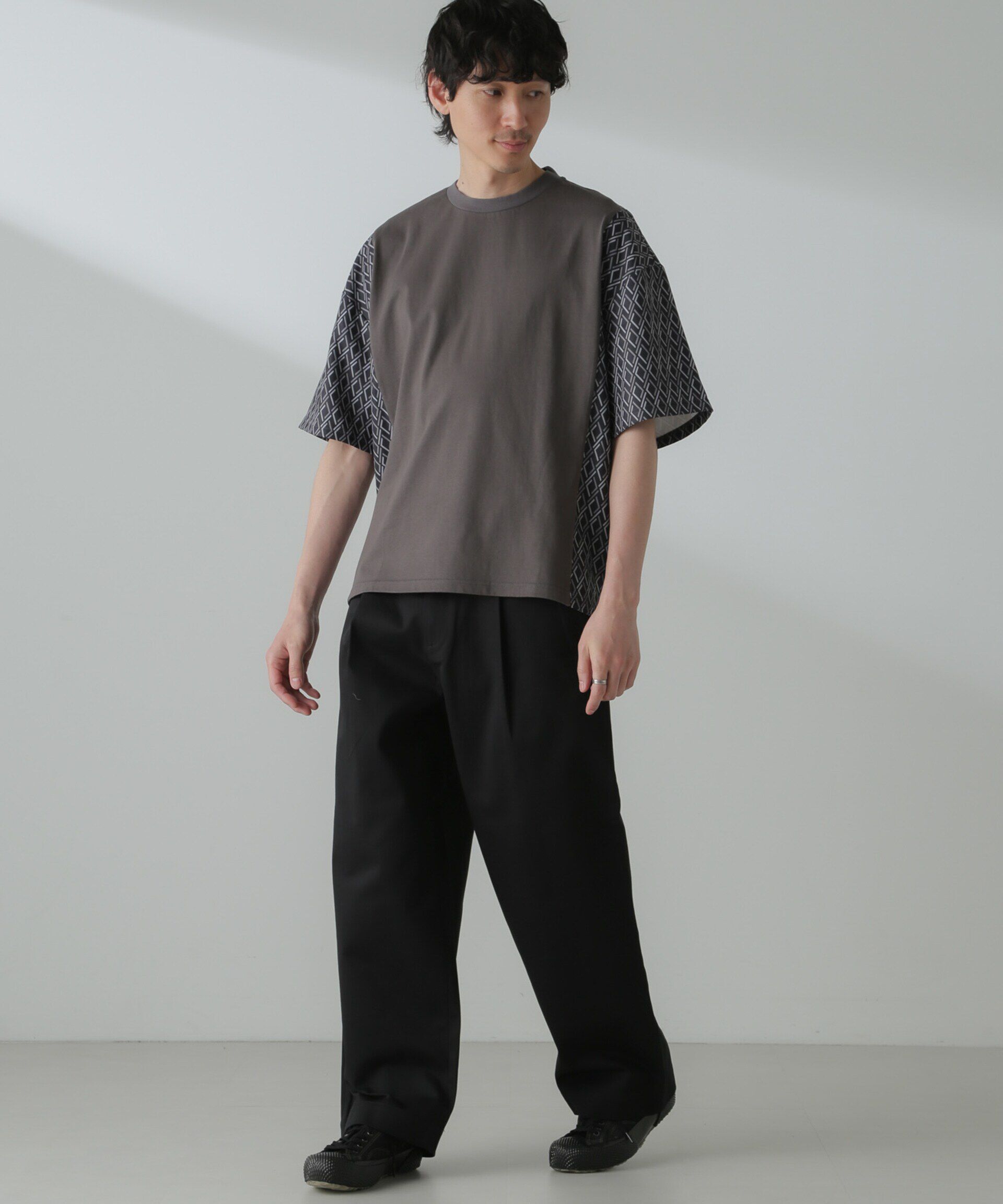 nano･universe「切り替えパターンTシャツ 半袖(セットアップ可）」|Tシャツ・カットソー|