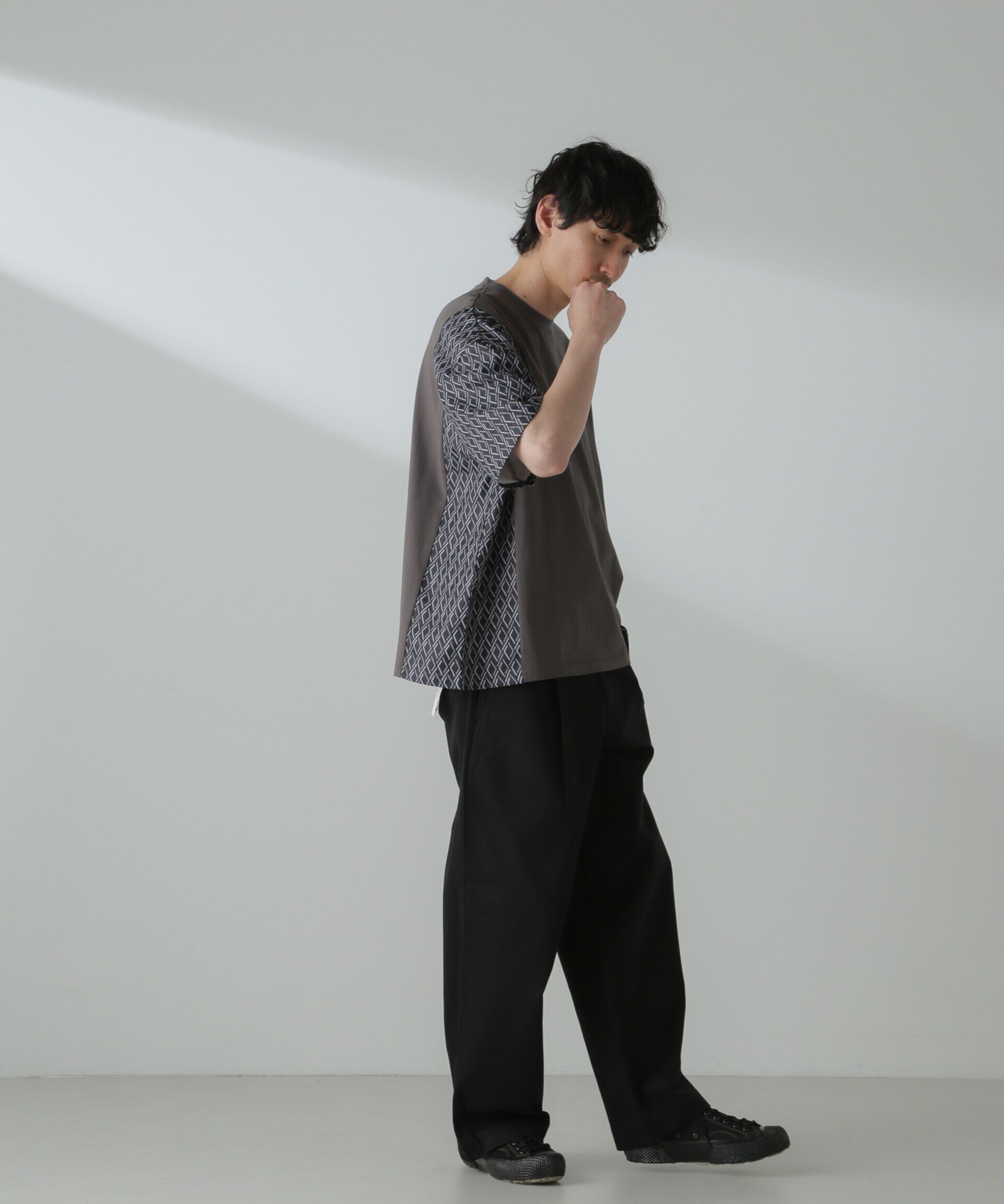 nano･universe「切り替えパターンTシャツ 半袖(セットアップ可）」|Tシャツ・カットソー|
