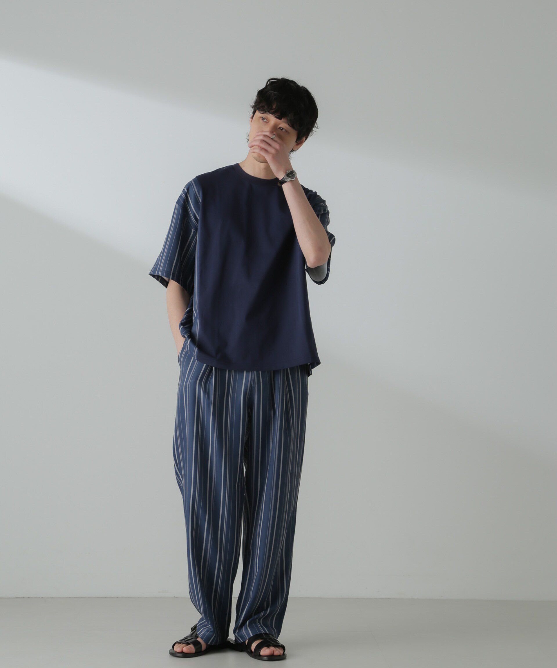 nano･universe「切り替えパターンTシャツ 半袖(セットアップ可）」|Tシャツ・カットソー|