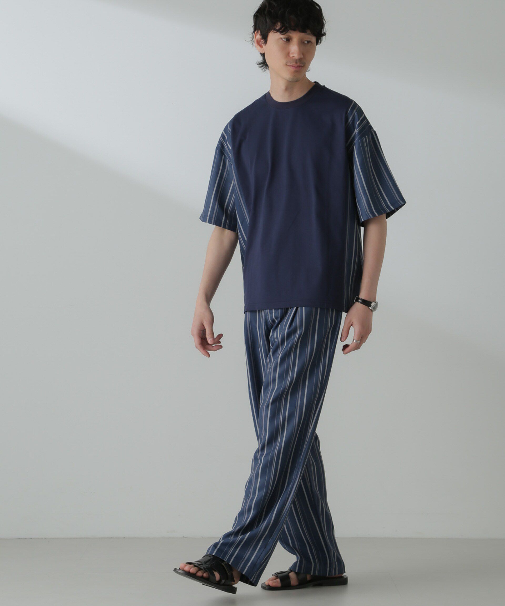 nano･universe「切り替えパターンTシャツ 半袖(セットアップ可）」|Tシャツ・カットソー|