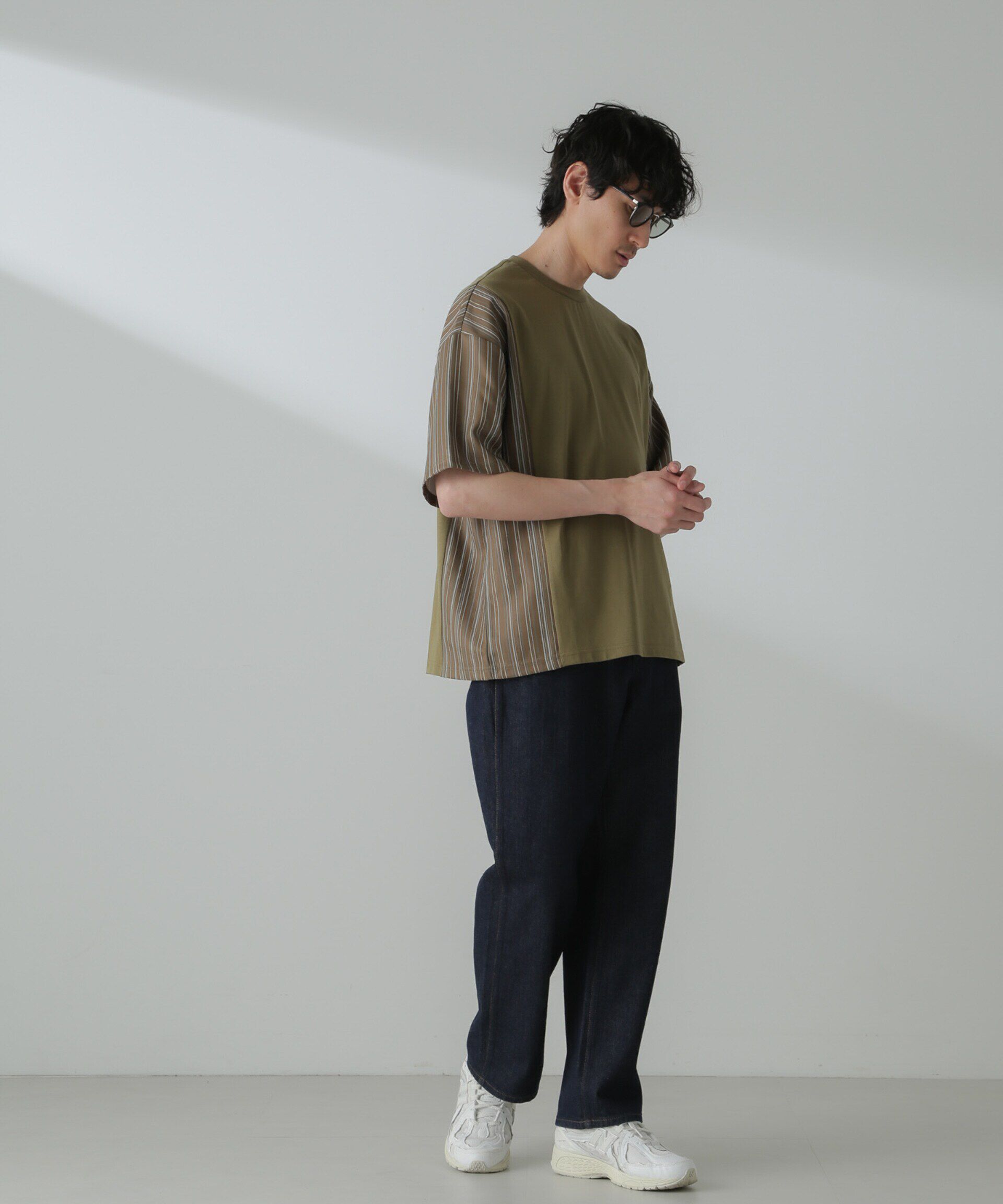nano･universe「切り替えパターンTシャツ 半袖(セットアップ可）」|Tシャツ・カットソー|