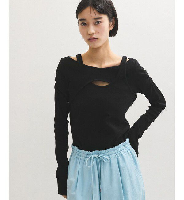 ADAM ET ROPE'「【サステナブル】クロスレイヤードロンT」|Tシャツ・カットソー|
