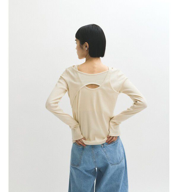 ADAM ET ROPE'「【サステナブル】クロスレイヤードロンT」|Tシャツ・カットソー|