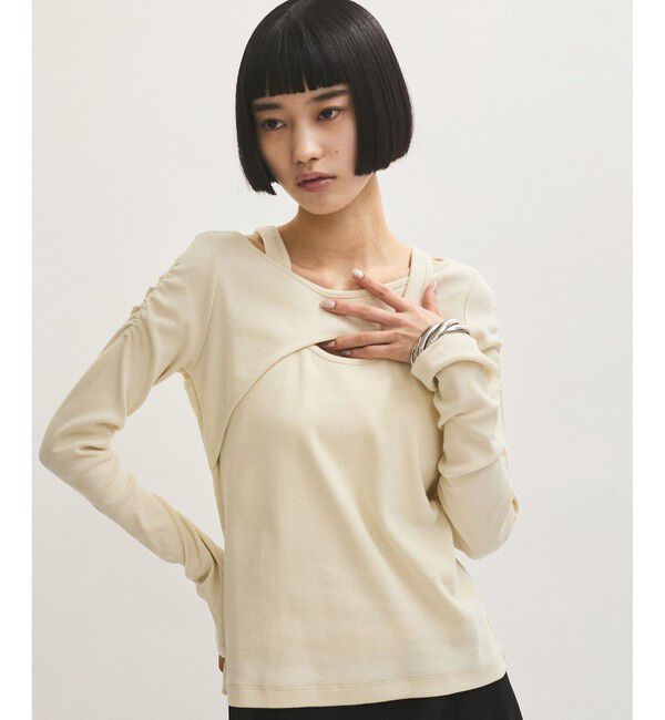 ADAM ET ROPE'「【サステナブル】クロスレイヤードロンT」|Tシャツ・カットソー|