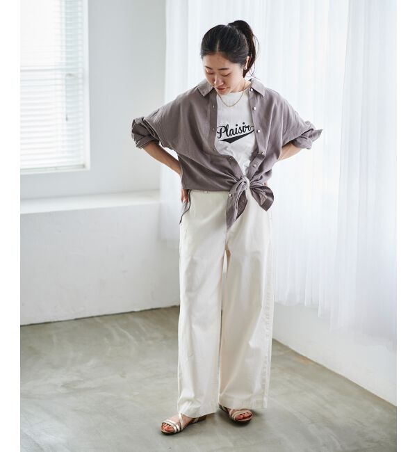  「《手洗い可能》Plaisir発泡プリントロゴTシャツ」|Tシャツ・カットソー|