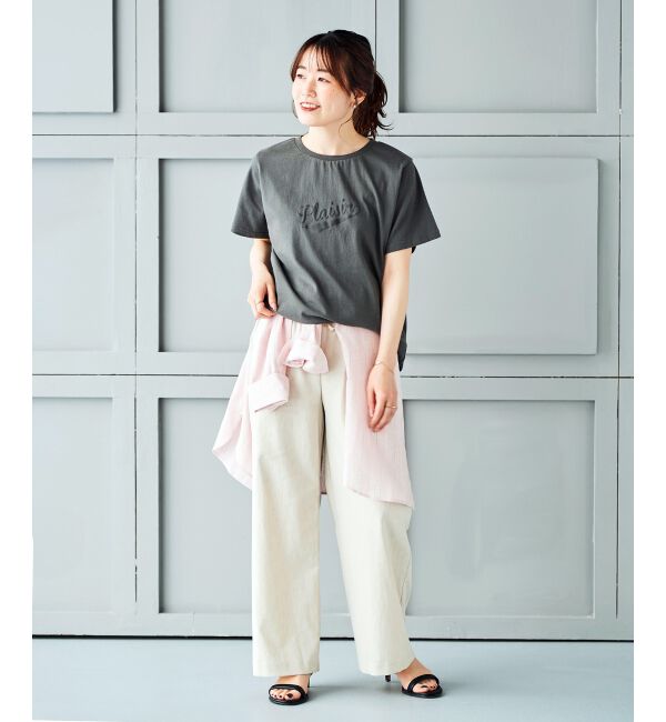  「《手洗い可能》Plaisir発泡プリントロゴTシャツ」|Tシャツ・カットソー|