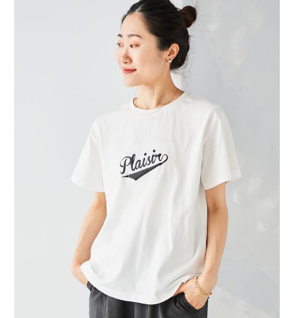  「《手洗い可能》Plaisir発泡プリントロゴTシャツ」|Tシャツ・カットソー|